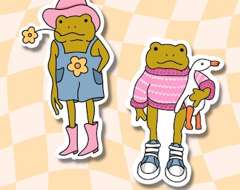 Waterproof Frog Sticker: Country & Goose Styles