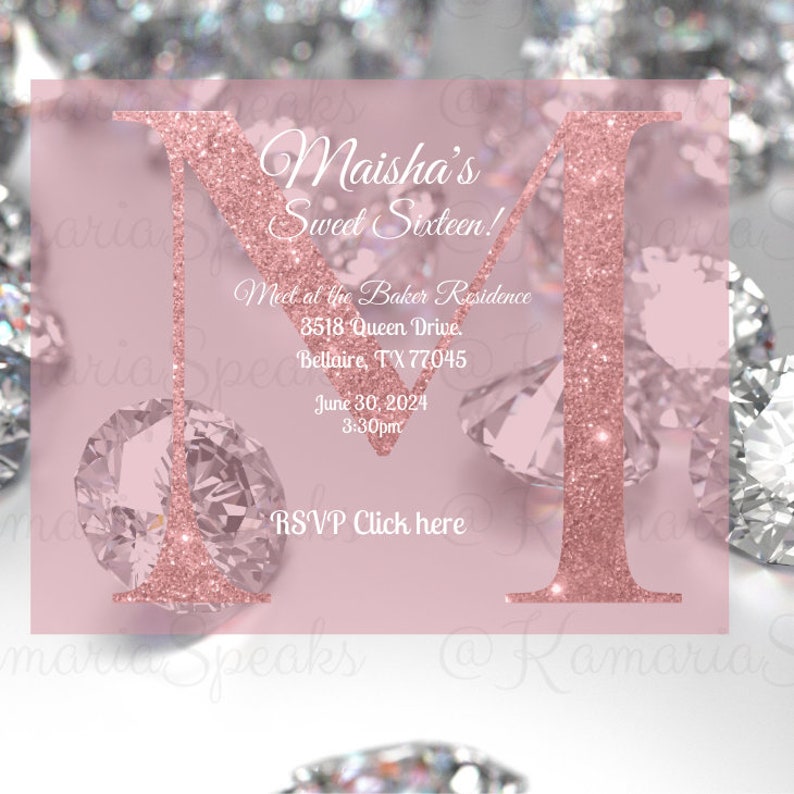 Rose Gold SWEET 16 Invitation Etsy