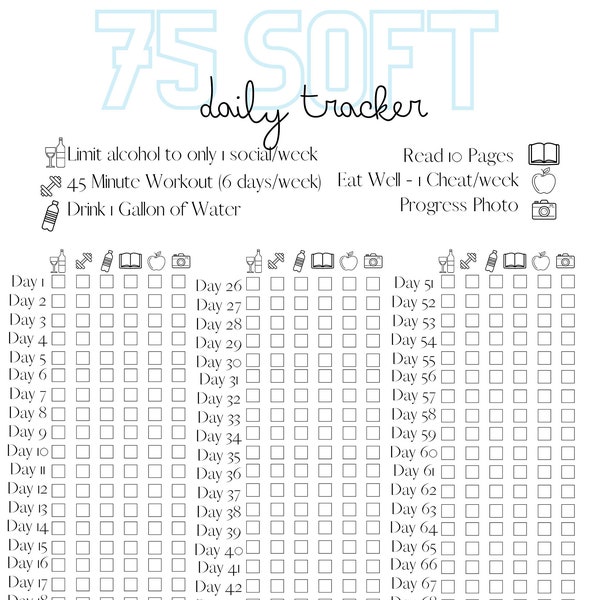 75 Soft Challenge Printable Tracker