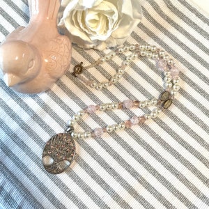 Collana di perle Perle di cristallo e vetro &quot;Albero della vita&quot; Compleanno Anniversario Pezzo molto sofisticato, unico nel suo genere