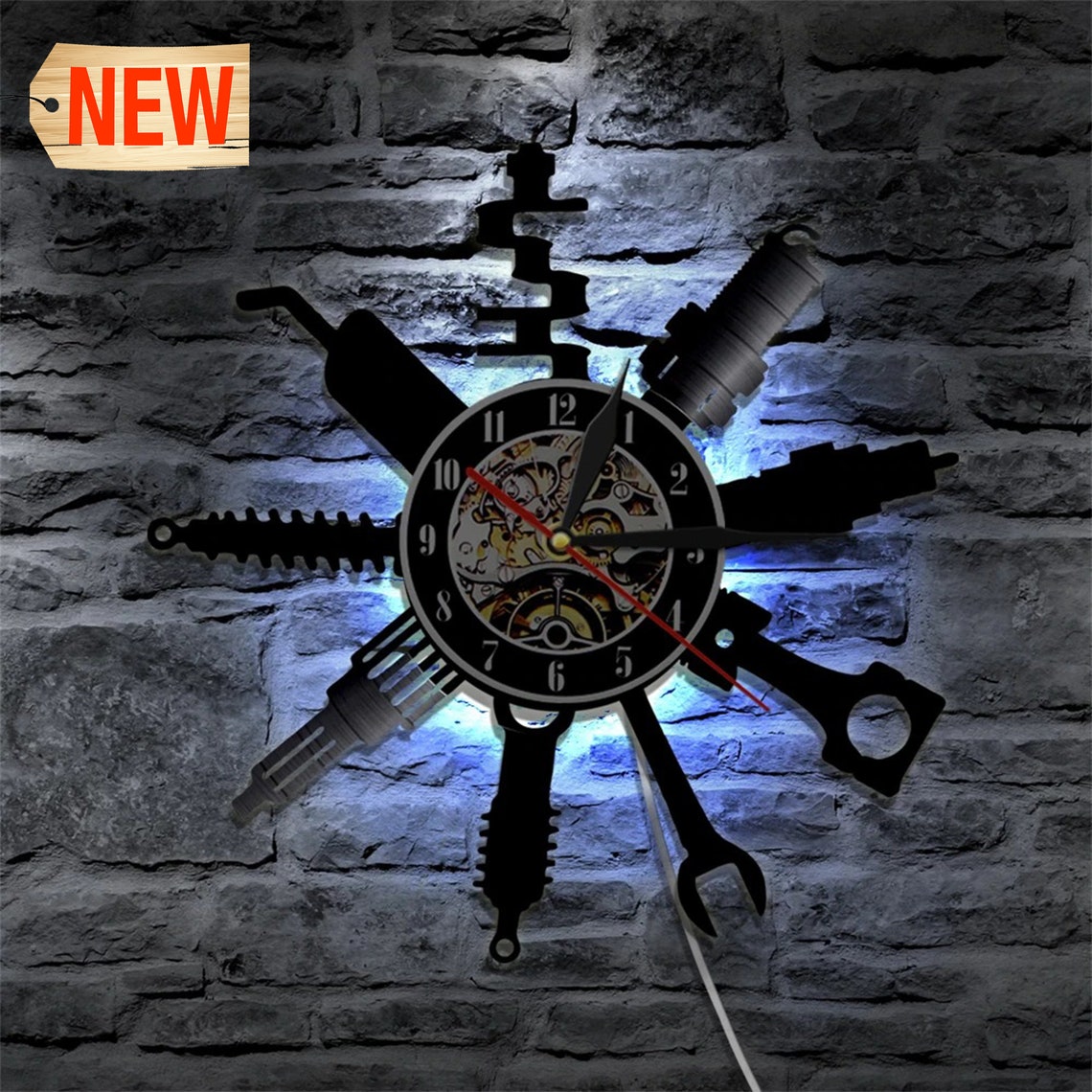 Wall Clock Modern Design Car Mechanic Service Vinyl Etsy