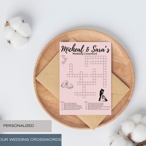 Personalized Wedding Crossword Puzzle | Custom Printable Game for Wedding or Bridal Shower