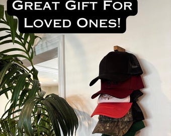 Minimalist Wall-Mounted Hat Rack—Holds 5 Hats, No Backboard, Space-Saving Cap Organizer, Floating Hat Rack. Wall-Mounted Mini Cap Rack.