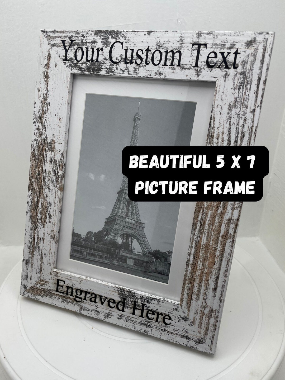 Personalized Rustic White 5x7 Picture Frame. A Perfect Gift for Friends