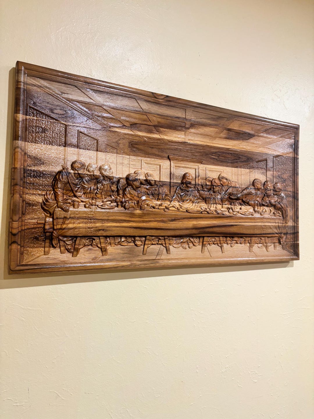 Last Supper Wooden Wall Art – Hand Finished Wooden Christian Decor ... - Hand Finished Wood Decor