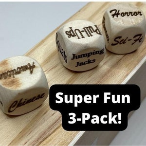 Fun Decision Dice 3-Pack! A Great Gift For Friends & Family. Includes Movie Dice, Food Dice and Fitness Dice!