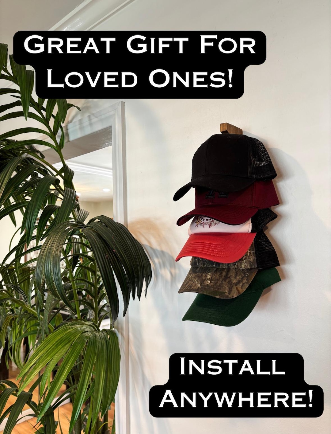 Minimalist Wall-mounted Hat Rack—holds 5 Hats, No Backboard, Space ...