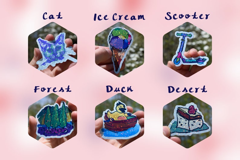 Small Glitter Holographic Stickers Assortment Original Etsy