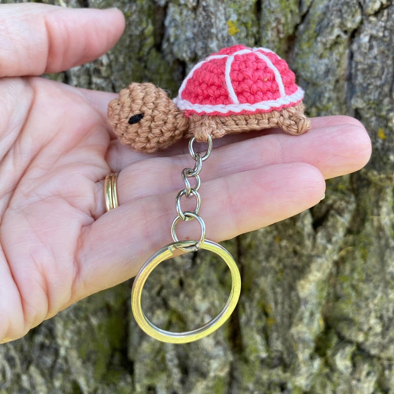 Pink Turtle Keychain, Crochet Turtle Key Ring - Etsy