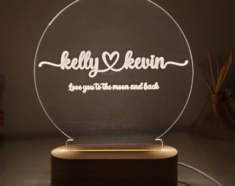 Christmas Gift, Anniversary Gift for Couples, Personalized Night Light, Gift for Him/Her