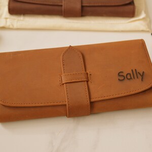 Cartera personalizada para mujer, cartera de cuero de grano completo para mujer, regalo de San Valentín, cartera grabada para ella, regalo del Día de la Madre, cartera personalizada