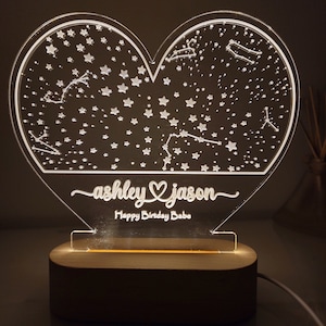 Lampe de nuit personnalisée avec carte des étoiles, cadeau Saint-Valentin, carte de la constellation, cadeau de Noël, cadeau d'anniversaire pour lui/elle