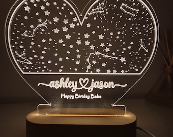 Personalized Night Lamp with Star Map, Valentine's Day Gift, Constellation Map,  Christmas Gift, Anniversary Gift for Him/Her