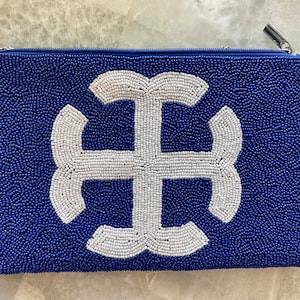 セントメアリーズカレッジの財布、ビーズ付きフレンチクロスクラッチ、SMCパーティー財布