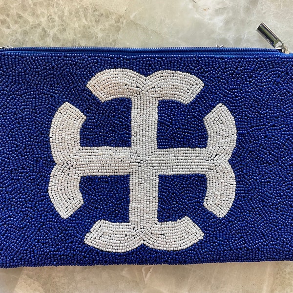 Saint Mary’s College Purse, Beaded French Cross Clutch, SMC Party Purse