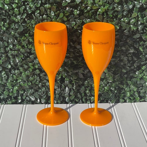 Veuve Clicquot Orange Acrylic Champagne Flutes - Set Of 6 New Goblets