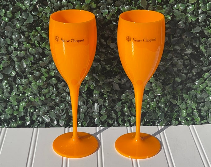 Veuve Clicquot Pink Rose Acrylic Champagne Flutes - Set Of 6 Brand New Glasses