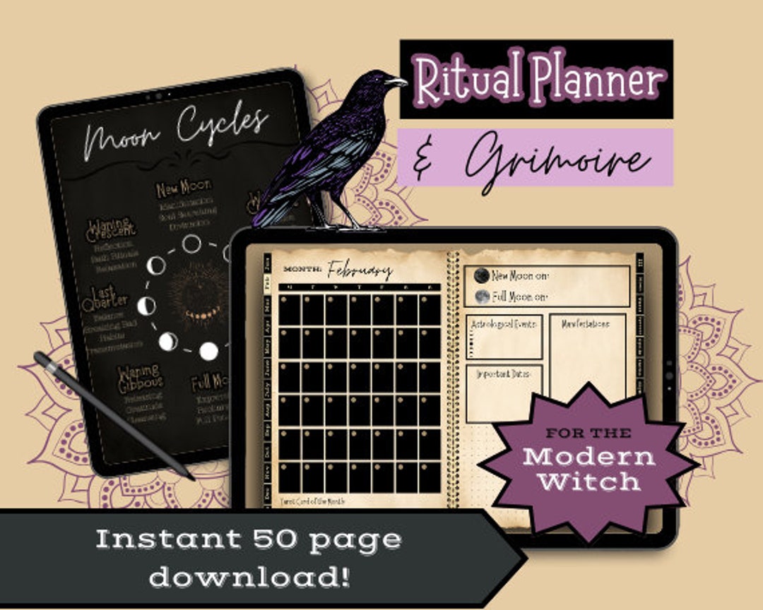 Planner Ritual Ritual Planner: Witchcraft Grimoire, Moon Cycles, Tarot (digital ...