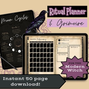 Ritual Planner: Witchcraft Grimoire, Moon Cycles, Tarot (Digital Download)