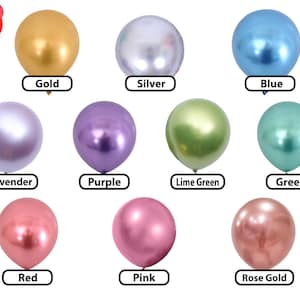 Latex Balloons Helium Quality Biodegradeable Premium Metallic Chrome Colours 12-inch Pack of 5/10/15/20 pieces