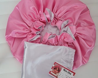 Reversible Satin Bonnet With Free Storage Pouch