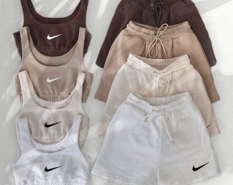 nike two piece set shorts and tube top