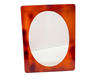 Art Deco Italiaanse Lucite Faux Tortoise Tafel Fotolijst Doorzichtige Standaard Midcentury