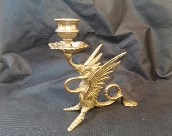 Dragon Gilt Bronze Candelabra Candle Holders Art Deco