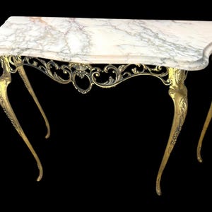 Viktorianische Vergoldete Bronze Marmorplatte Blumendekor Wandkonsole Couchtisch Basis Frankreich