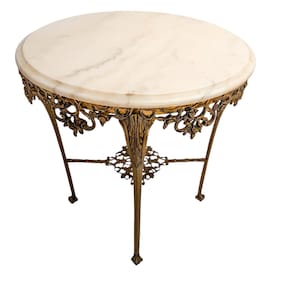 Antique Gilt Bronze Marble Top Coffee Table: Louis XV Style