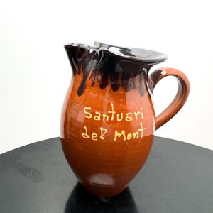 Vintage Spanish Sangria Pitcher: Hand Painted Terracotta Catalan Jug