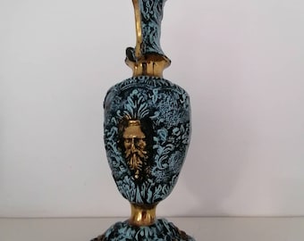 Vintage 18" Gilt Bronze Vase Jar Pitcher Blue Patina Effect