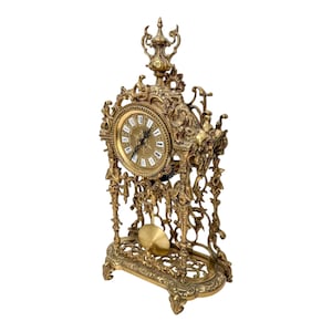 Antique 47cm Baroque Gilt Bronze Mantel Clock 19c France