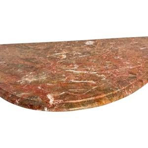 Half-Moon Reddish Brown  Marble Top for Wall Console Midcentury Vintage Italy