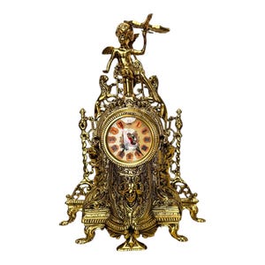 Rococo Revival Ornate Gilt Bronze Mantel Clock 20c France