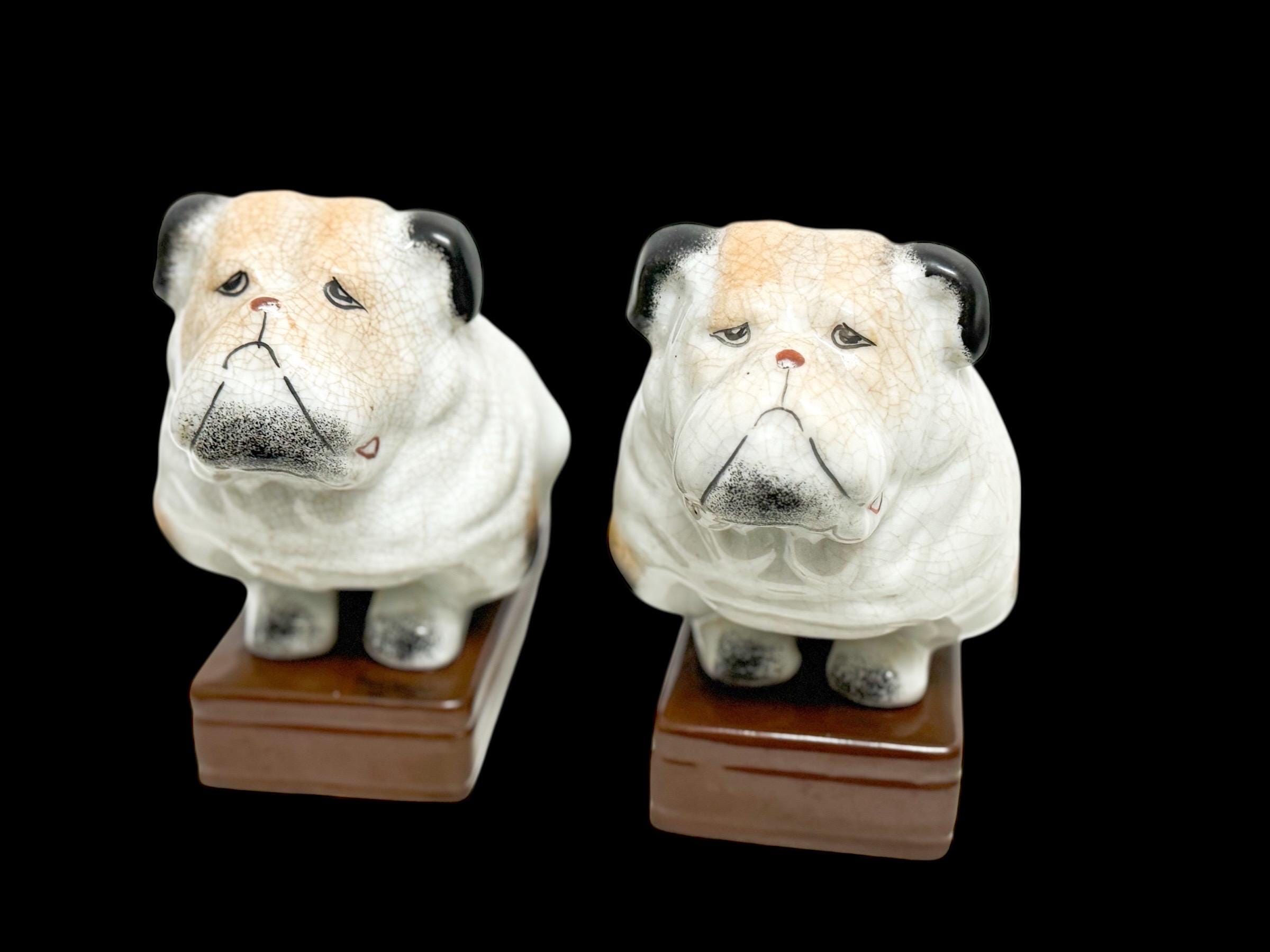 工芸品 Vintage Takahashi bookends bulldog Takahashi Bulldog Pair Sculptures Figurine Book Ends 18cm