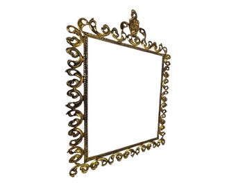 Antique Rococo Revival Figural Gilt Bronze Wall Mirror Frame France 94cm high