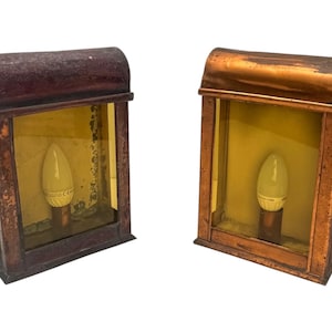 Antyczne kinkiety przemysłowe, mosiężne, latarnie, wkłady kryształowe, kinkiety 26 cm