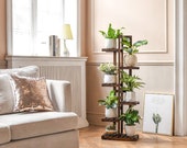 Wood Plant Shelf, 6 Tier Ladder Plant Pot Holder Stand for Indoor and Outdoor Decor