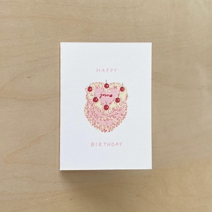 Cartão de Feliz Aniversário Personalizado com Bolo Vintage | Cartão de Saudação Personalizado | Nome Personalizado | Mensagem Personalizada