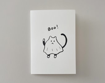 Boo Ghost Cat Card | Greeting Card | Blank Card