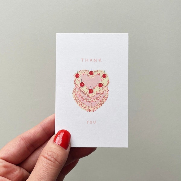 Vintage Cake Thank You | Thank You Card | Mini Greeting Card | Mini Gift Card | Blank Card