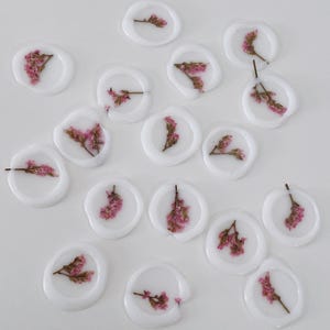 Sticker pour sceau de cire vélin floral rose - Lot de 10 | Sticker pour sceau de cire, fleurs pressées
