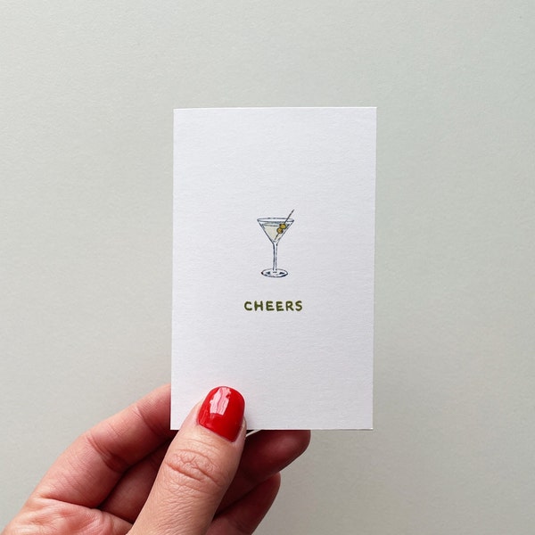 Cheers | Mini Greeting Card | Mini Gift Card | Mini Congratulations Card | Blank Card