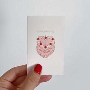 Bolo Vintage Parabéns | Cartão de Parabéns | Mini Cartão de Saudação | Mini Cartão de Presente | Cartão em Branco
