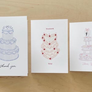Coleção de bolos de casamento vintage | Conjunto de 3 cartões | Cartão de agradecimento | Cartão de felicitações | Cartão em branco