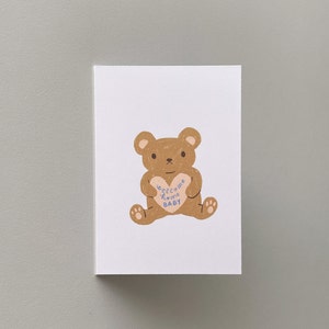 Bienvenue à la maison bébé coeur d'ours en peluche | Carte de fête de naissance | carte de félicitations | Carte d'attente | de voeux | Carte vierge