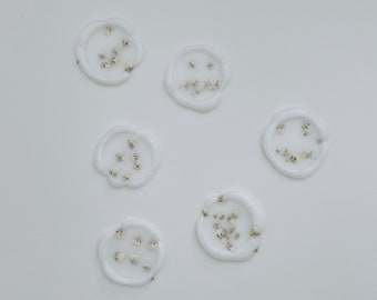 Baby's Breath Petals Vellum Wax Seal Sticker - Set of 10 | Pressed Flower Wax Seal Sticker