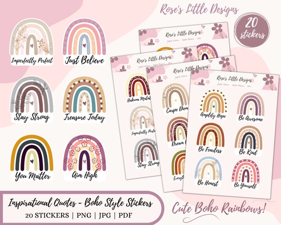 Boho Rainbows White Transparent, Rainbow Boho Sticker Set Png For  Journalinh, Rainbow, Rainbow Stickers, Boho PNG Image For Free Download