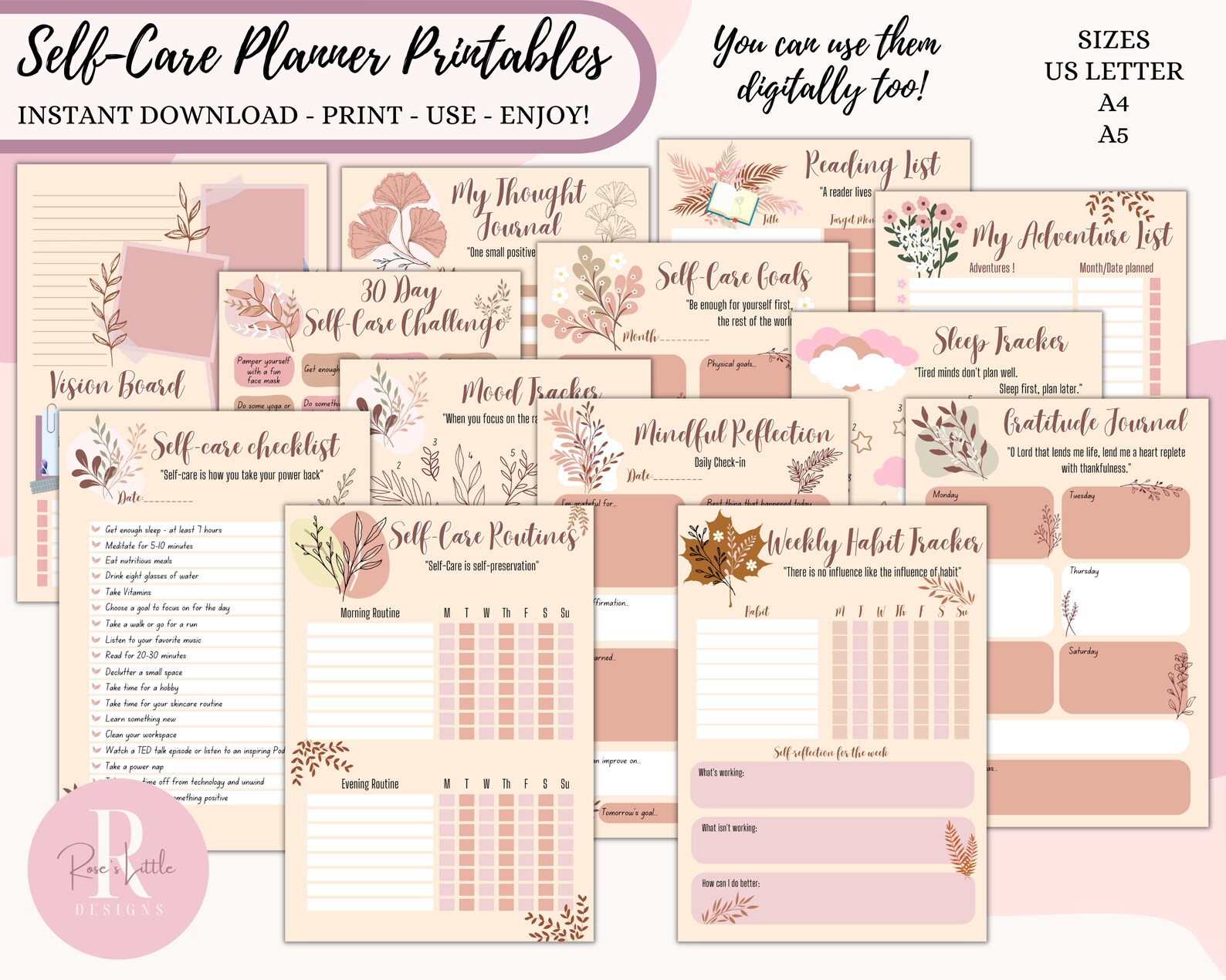 Self Care Planner Printables | Self Care Planner Bundle | Self Care ...